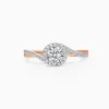 Round Halo Pavé Interlace Two-tone Bypass Diamond Engagement Ring