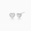 Heart shaped Halo Pavé Diamond Stud Earrings