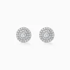 Double Halo Round Cut Lab-Grown Diamond Stud Earrings