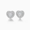 Heart Shaped Double Halo Diamond Stud Earrings
