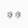 Elegant Floral Shaped Round Diamonds Stud Earrings