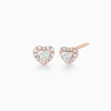 Heart shaped Halo Pavé Diamond Stud Earrings