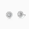 Elegant Floral Shaped Round Diamonds Stud Earrings