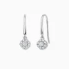 Floral Shaped Round Diamonds Pavé Dangle Earrings