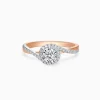 Round Halo Pavé Interlace Two-tone Bypass Diamond Engagement Ring