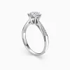 Round Solitaire Double Row Pavé with 6-Prong Engagement Diamond Ring