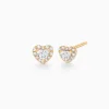 Heart shaped Halo Pavé Diamond Stud Earrings