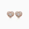 Round Halo Rose Diamond Stud Earrings