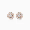 Elegant Floral Shaped Round Diamonds Stud Earrings