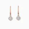 Floral Shaped Round Diamonds Pavé Dangle Earrings