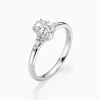 Oval-cut Side-stone Engagement Ring in 14k White Gold