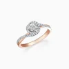 Round Halo Pavé Interlace Two-tone Bypass Diamond Engagement Ring