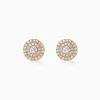 Double Halo Round Cut Lab-Grown Diamond Stud Earrings