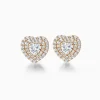 Heart Shaped Double Halo Diamond Stud Earrings