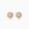 Elegant Floral Shaped Round Diamonds Stud Earrings