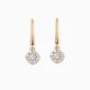 Floral Shaped Round Diamonds Pavé Dangle Earrings