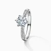 Round Solitaire Double Row Pavé with 6-Prong Engagement Diamond Ring