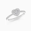 Heart shaped Halo Micro-Suspension Pavé Engagement Ring White Gold Accent Promise Ring