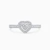 Heart shaped Halo Micro-Suspension Pavé Engagement Ring White Gold Accent Promise Ring