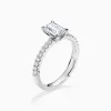 Emerald Cut Solitaire Pavé Diamond Engagement Ring