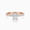 Emerald Cut Solitaire Pavé Diamond Engagement Ring