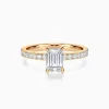 Emerald Cut Solitaire Pavé Diamond Engagement Ring