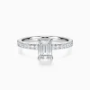 Emerald Cut Solitaire Pavé Diamond Engagement Ring