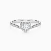 1.0-3.0CT Heart shaped Halo Micro Paved Guard Diamond Ring
