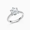 Round Solitaire Pavé with 6-Prong Engagement Diamond Ring