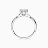 Round Solitaire Pavé Crossing Bypass Engagement Diamond Ring