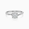 Round Solitaire Pavé Crossing Bypass Engagement Diamond Ring