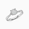 Round Solitaire Pavé Crossing Bypass Engagement Diamond Ring