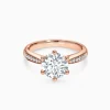 Round Solitaire Pavé with 6-Prong Engagement Diamond Ring