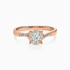 Round Solitaire Pavé Crossing Bypass Engagement Diamond Ring