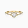 1.0-3.0CT Heart shaped Halo Micro Paved Guard Diamond Ring