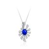 Oval-Shaped Sapphire and Diamond Pendant Necklace