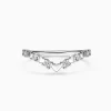 Chevron Alternating Heart And Diamond Wedding Ring