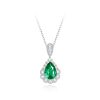 Pear Shaped Emerald and Diamond Pendant Necklace