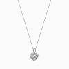 Round Diamond Heart Shaped Halo Rose Pendant Necklace