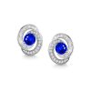 Round Blue Sapphire Dainty Earrings