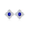 Oval Sapphire And Diamond Stud Earrings