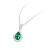 Pear Shaped Emerald and Diamond Pendant Necklace