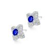 Oval Sapphire And Diamond Stud Earrings
