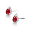 Prong Setting Pear Ruby Stud Earring
