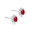 Oval Halo Ruby and Diamond Earrings