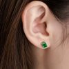 4 Prong Setting Emerald Stud Earring