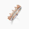 Crown Shape Beads Two-toned Wedding Ring