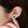 4 Prong Setting Emerald Stud Earring