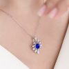 Oval-Shaped Sapphire and Diamond Pendant Necklace