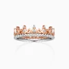 Crown Shape Beads Two-toned Wedding Ring